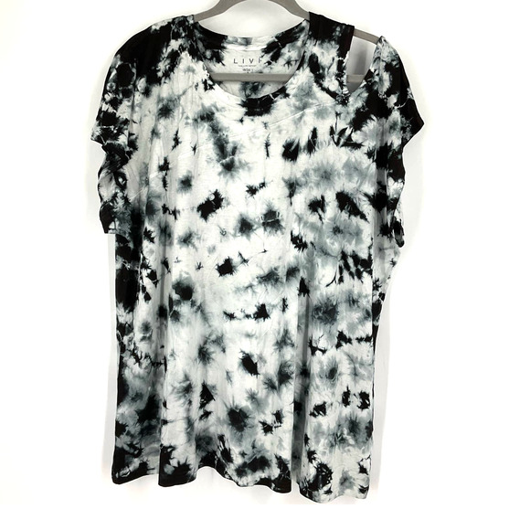 Livi Lane Bryant Tie Dye Top White Black Size 18/20 NWT - Picture 1 of 8